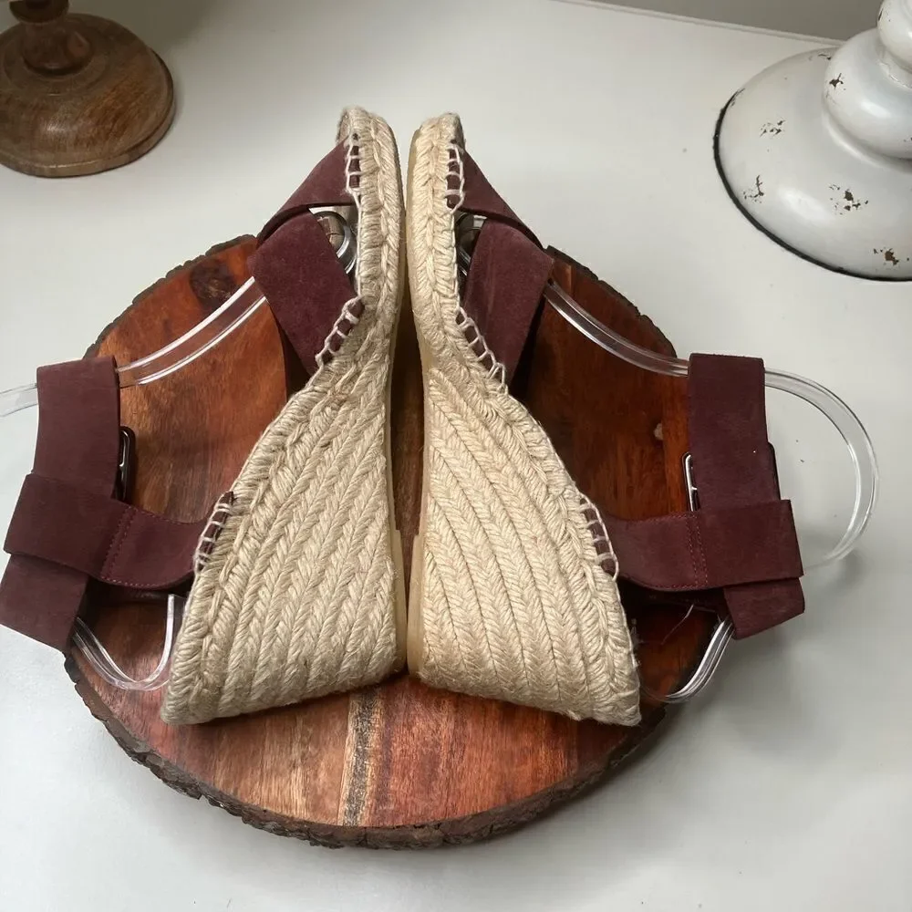 NWT VINCE  9 Leather Platform Suede Espadrille Sandals